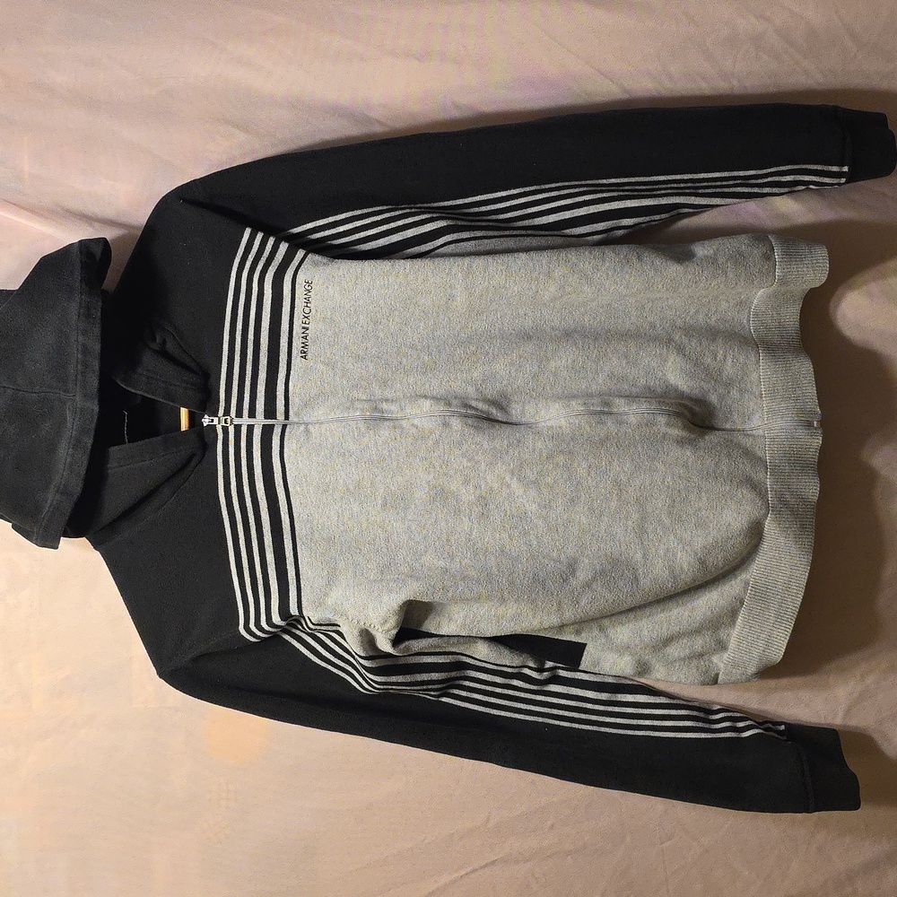 Armani Exchange Striped Sweater Zip Up Mens Size Large (Matt #40)